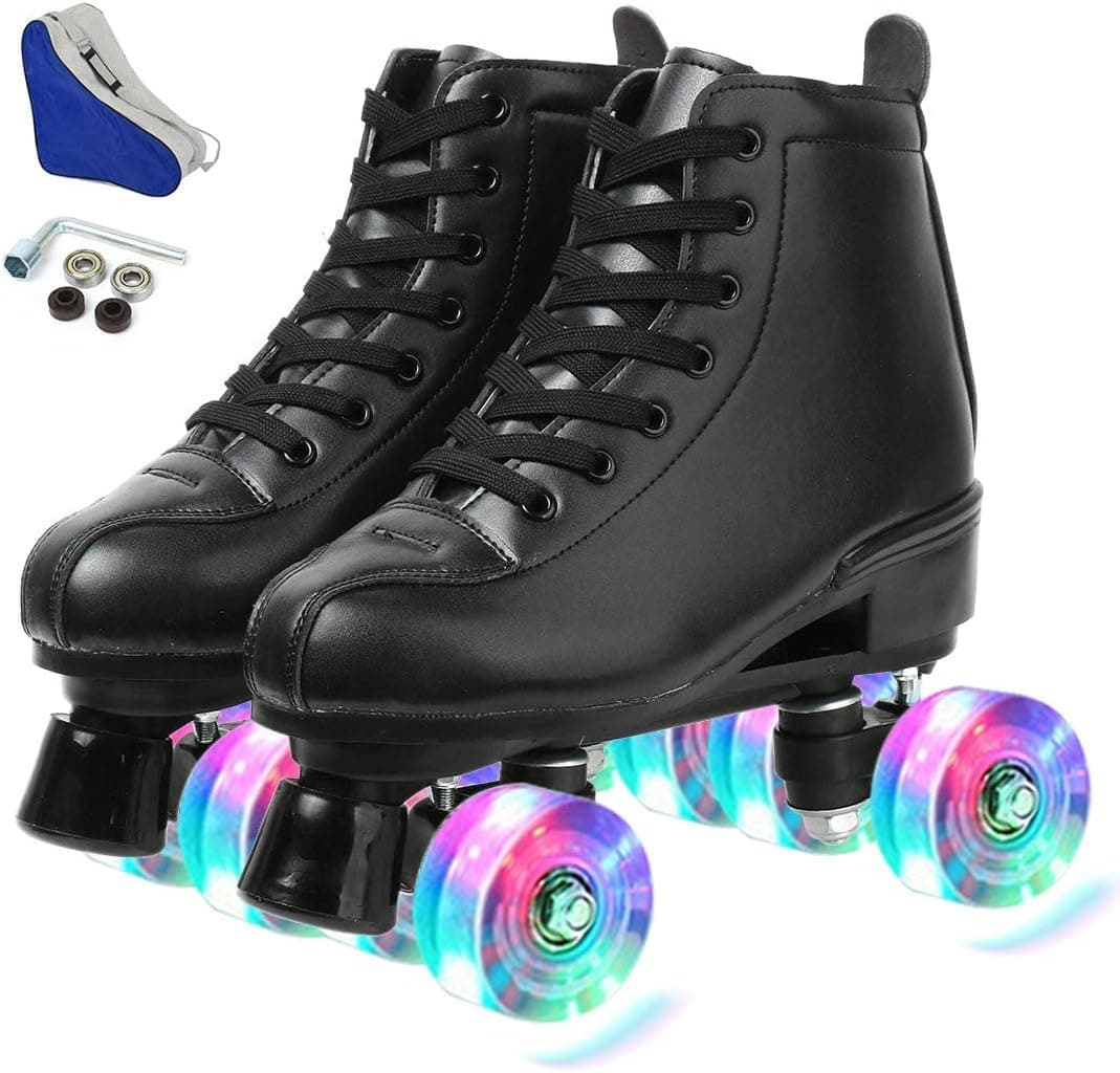 XUDREZ Classic Roller Skates High-Top Double-Row Leather Roller Skates for Women and Men
