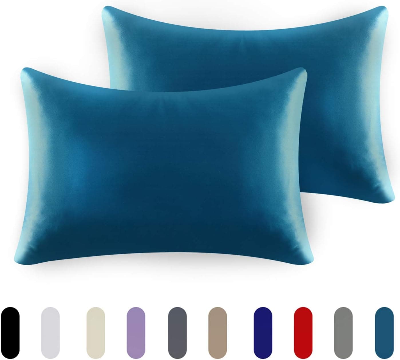 WESTERN HOME WH Satin Pillowcase for Hair and Skin Pillow Covers Silky Smooth Luxury Comfortable Soft Cozy Cooling 2 Pack