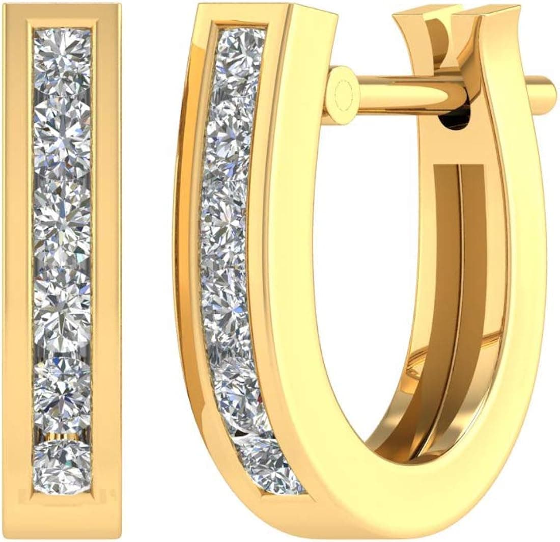 0.22 Carat Nick Set Diamond Hoop Earrings in 10K Gold (I3 Clarity)- IGI Certified