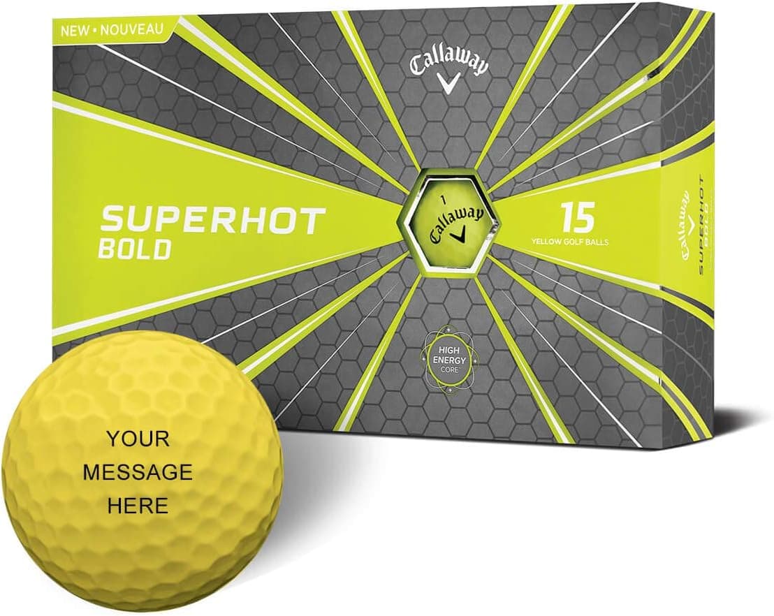 Callaway 2018 Golf Superhot Bold Matte Yellow 15-Pack Personalized Golf Balls