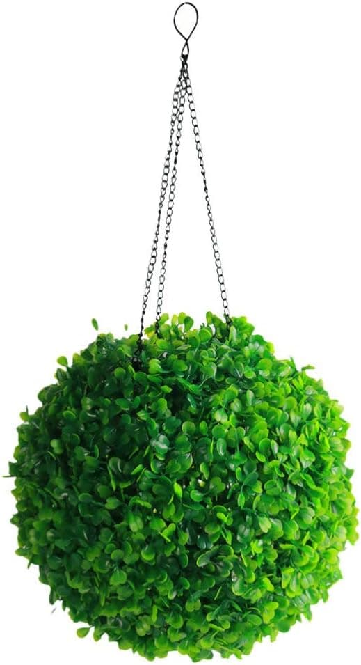 Hemoton Hanging Topiary Ball Lights Solar LED Boxwood Topiary Ball Artificial Topiary Plant Decorative Balls for Wedding Decor Indoor Outdoor Backyard Balcony Garden Decor