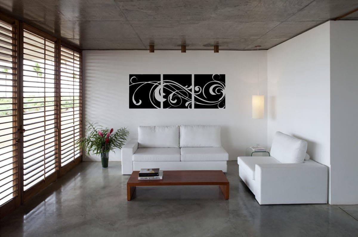 3 Windy Scroll Panels - Modern Vinyl Wall Art Decal Stickers Decor Graphics