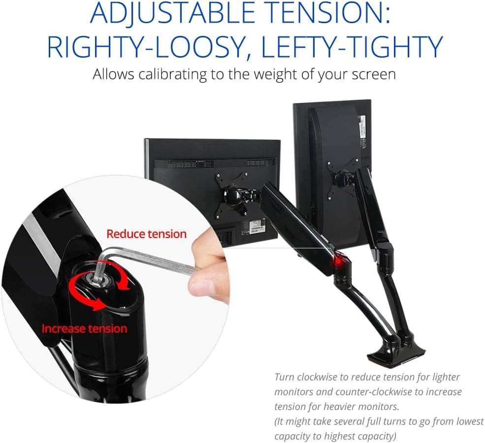 FLEXIMOUNTS Full Motion Gas Spring Dual Arms Desk Mount Fits Most 10-28" LCD Computer Monitor (M6HU)