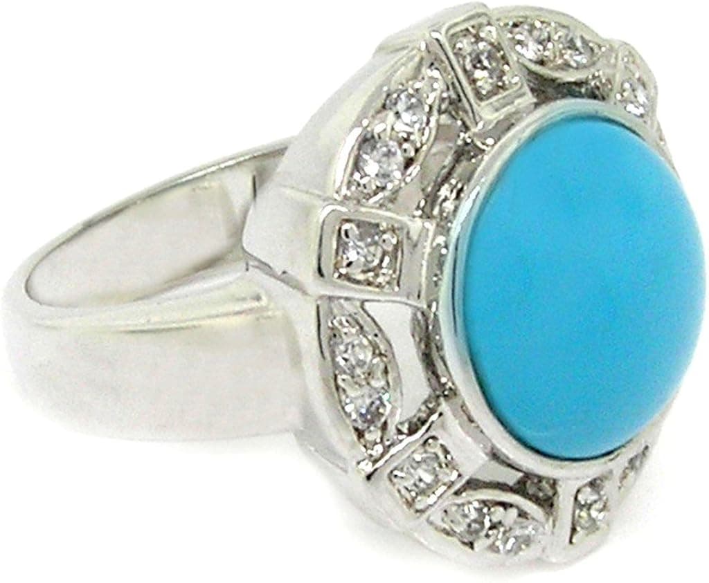 "I Caught me a Halo!" - Large Cocktail Ring with Turquoise & Pav?CZs - Silver