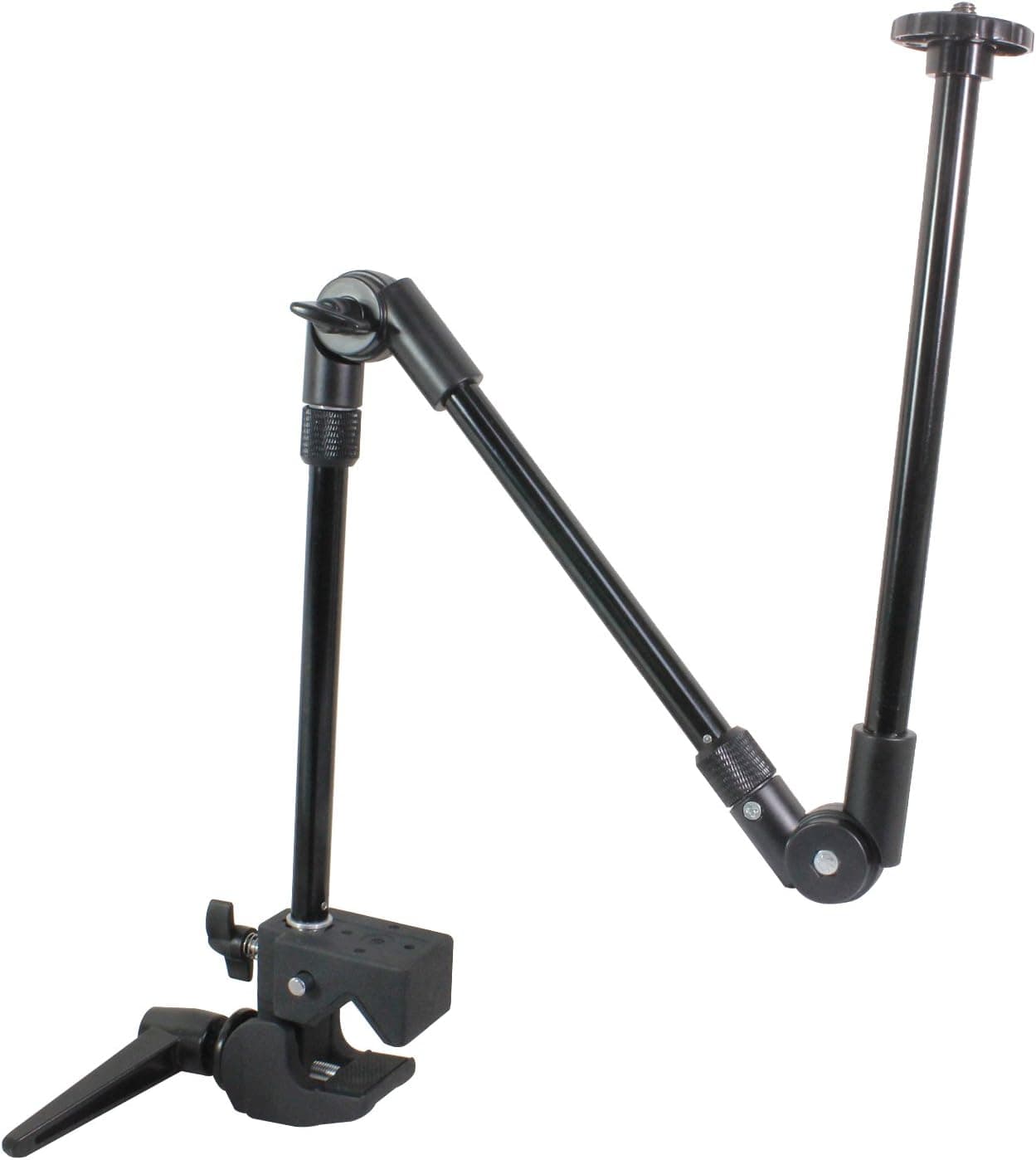 LS Photography 3 Section Single Articulated Arm Camera Mount Bracket with 5/8" & 1/4" Studs and Super Clamp with 1/4" & 3/8" Threads for Photo Video Studio, LGG706