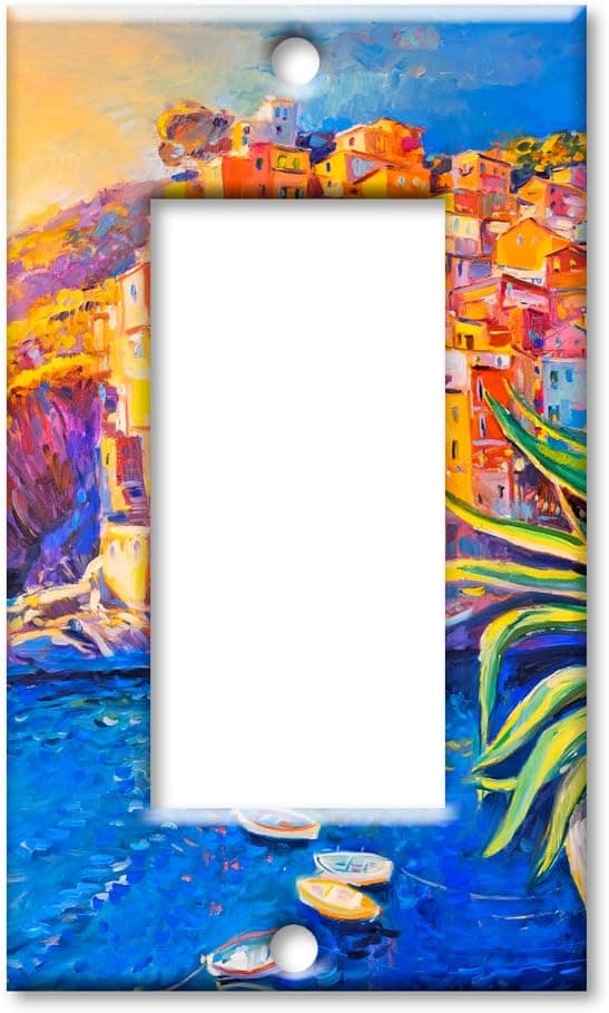 Art Plates Brand Single Gang Rocker Switch / Wall Plate - Italy Seaside Village