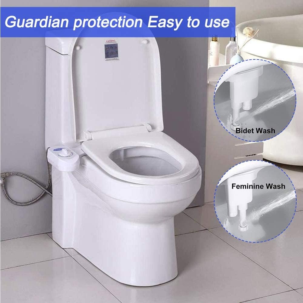 Bathroom Toilet Seat Bidet Attachments, Self Cleaning with Double Nozzle, Bidet Fresh Water Spray Non-Electric Mechanical Bidet Toilet Attachment, Save Toilet Paper,Easy to Install
