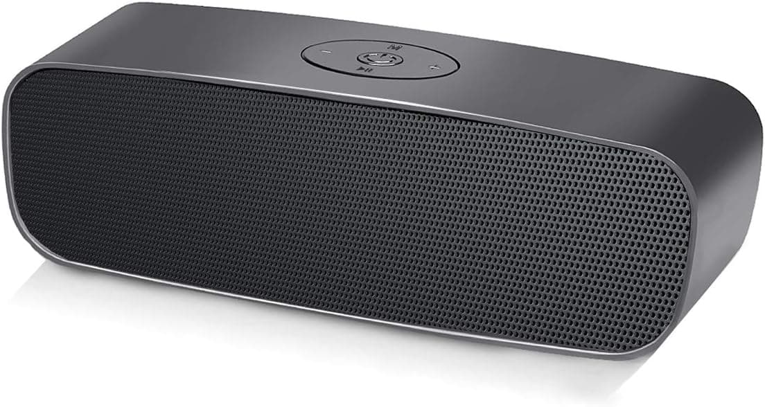 Wireless Bluetooth V5.0 Speaker with Built-in Microphone, 10W Stereo Loud Sound Rich Bass Portable Speaker, 1200mAh, Support Phone Calls/AUX/TF/U-Disk, 33ft Wireless Range Black