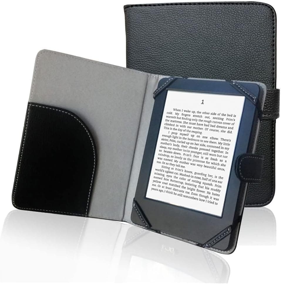Book Style Pu Leather Case Cover Compatible with Barnes & Noble Nook GlowLight 4 6" ebook Reader Protective Sleeve (Black)
