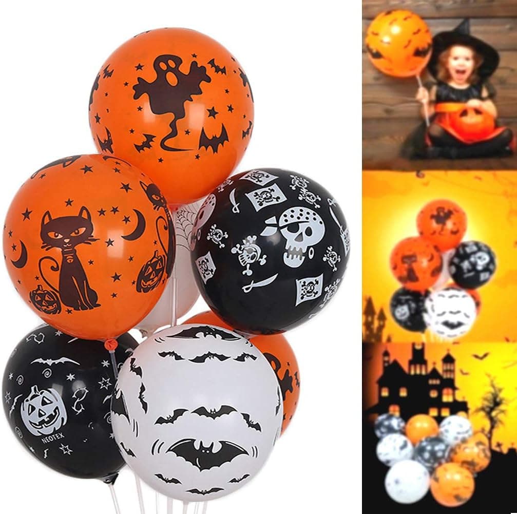 Halloween Balloons 59 pcs, Halloween Decoration Latex Balloons 12 inch, Premium Five-Sided Printed for Halloween Party Decorations, Home Indoor Decoration