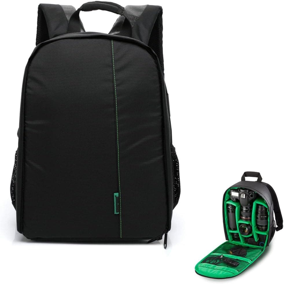COCIFER Waterproof Camera Backpack for SLR/DSLR Camera and Accessories Video Padded Bag - Black Green