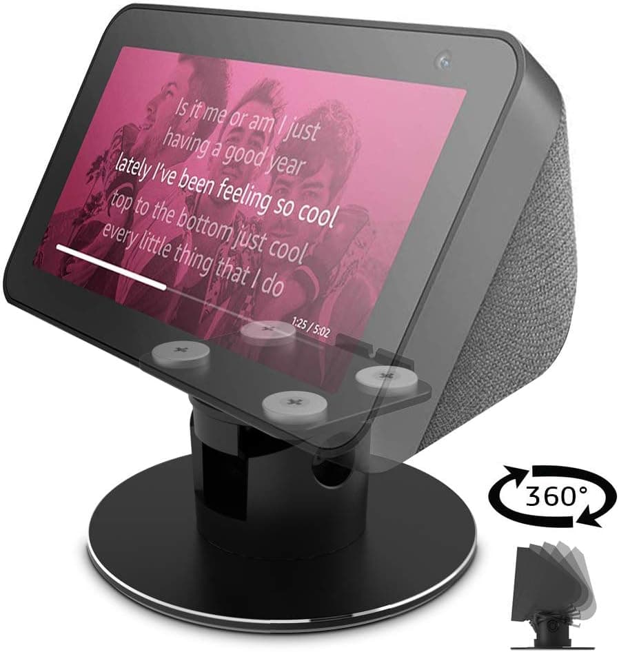Echo Show 5 Adjustable Aluminum Swivel Stand, Stand for Amazon Echo Show 5, Horizontal 360 Rotation Longitudinal Angle Change Base - Black ES010-01