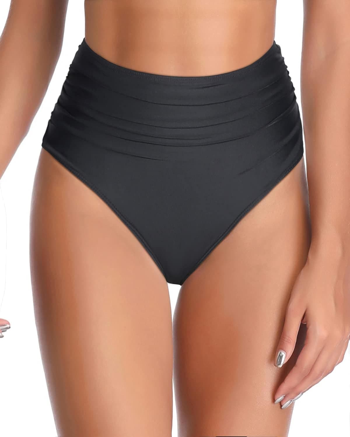 Tempt Me Women's High Waisted Bikini Bottom Full Coverage Retro Tummy Control Swimusuit Bottom