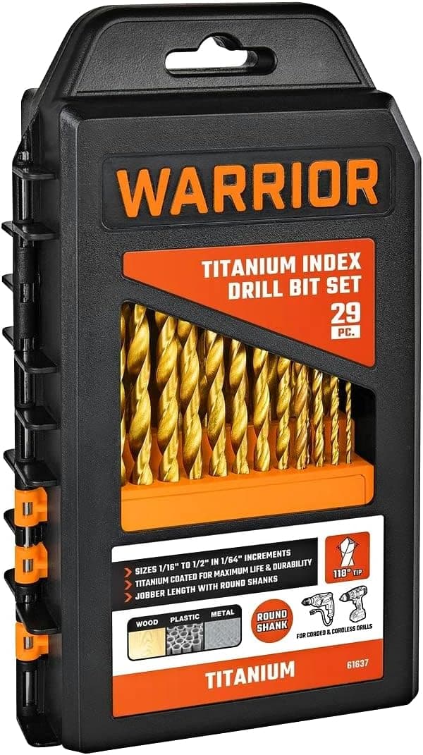 Warrior Titanium Nitride 29pc High Speed Steel Drill Bit Set
