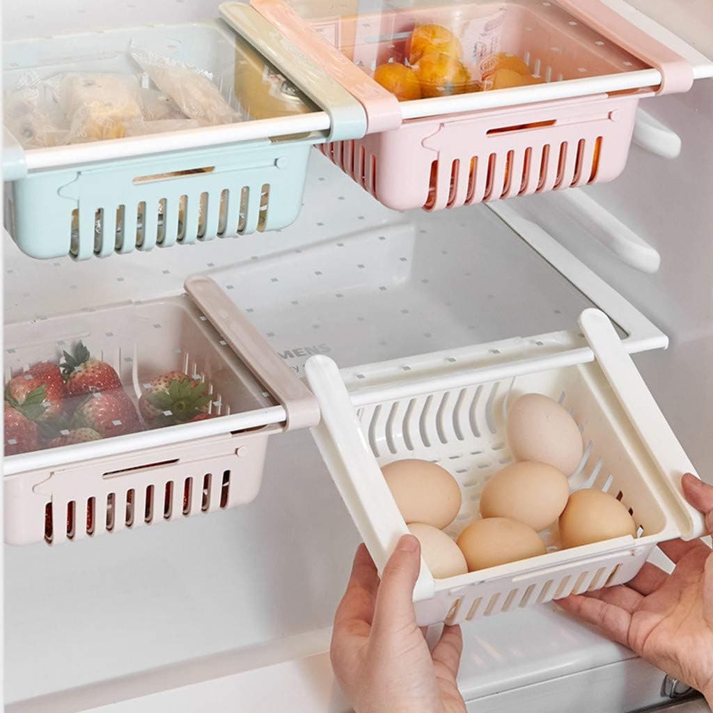 4pcs Fridge Drawer Organizers, Direct Multifunction Refrigerator Drawer Fridge Storage Box Rack Shelf Holder Slide Fridge Organizer Kitchen Accessory Food Fresh-keeping Classified Container Basket