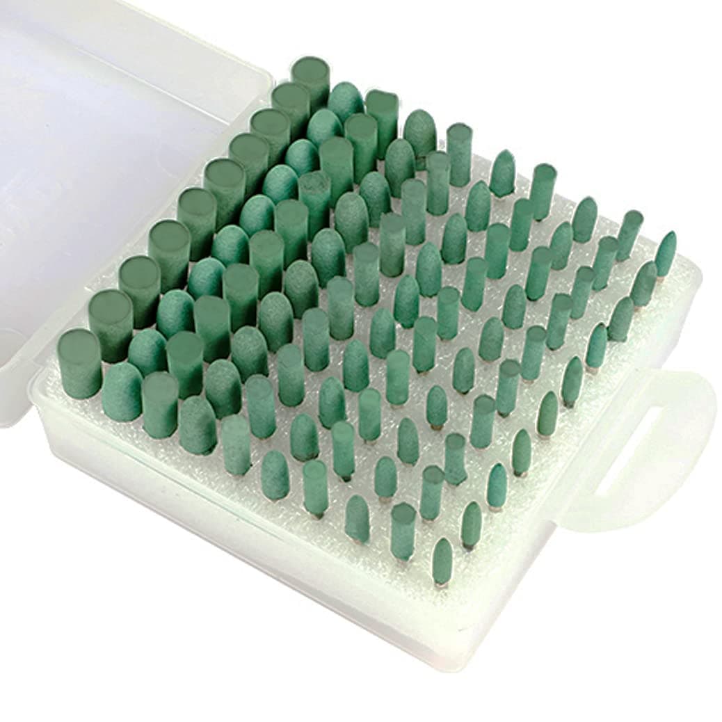 Luo ke 100 Pcs 𝑹𝒖𝒃𝒃𝒆𝒓 𝑷𝒐𝒍𝒊𝒔𝒉𝒊𝒏𝒈 𝑩𝒊𝒕𝒔 Rubber Buffing Tips with 1/8 Inch Mandrel for Dremel Rotary Tool