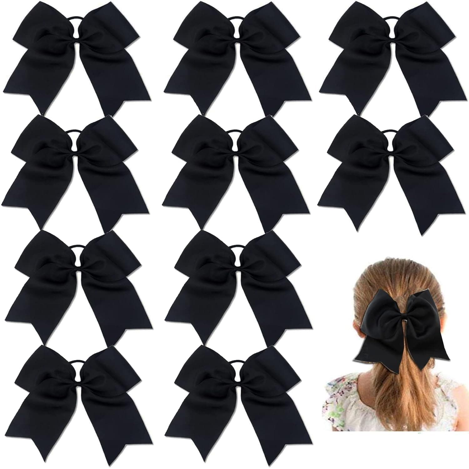 8 Inch Large Cheer Bows for Teen Girls Softball Cheerleader Sports Pack of 10
