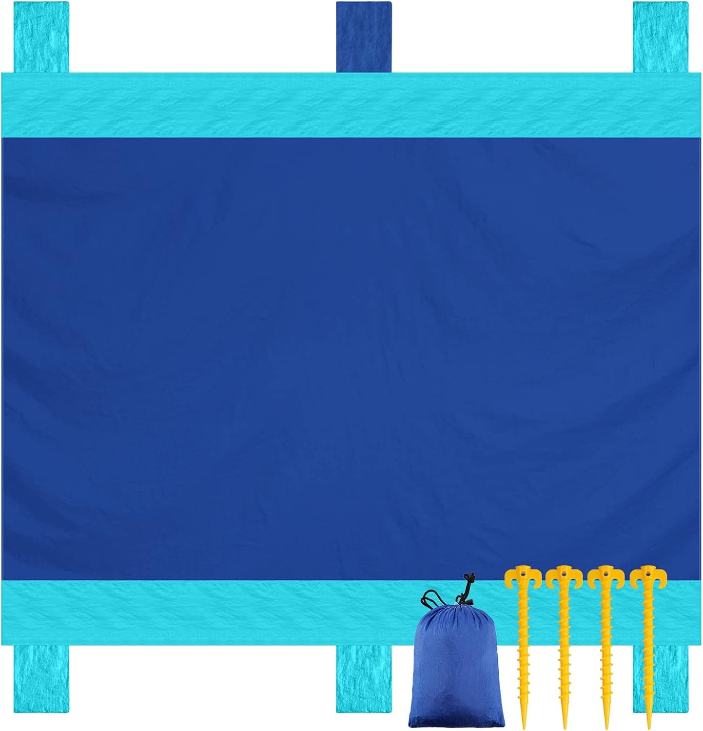 Maylai Beach Blanket Sandproof, Portable Bag Waterproof Sandproof Beach Mat, Quick Drying and Lightweight with 5 Pockets and 4 Upgraded Screw Beach Anchors for Beach, Picnic, Camping, Hiking