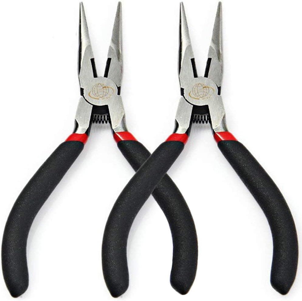 2Pcs Needle Nose Pliers with Wire Wrapping Cutting (5-Inch)