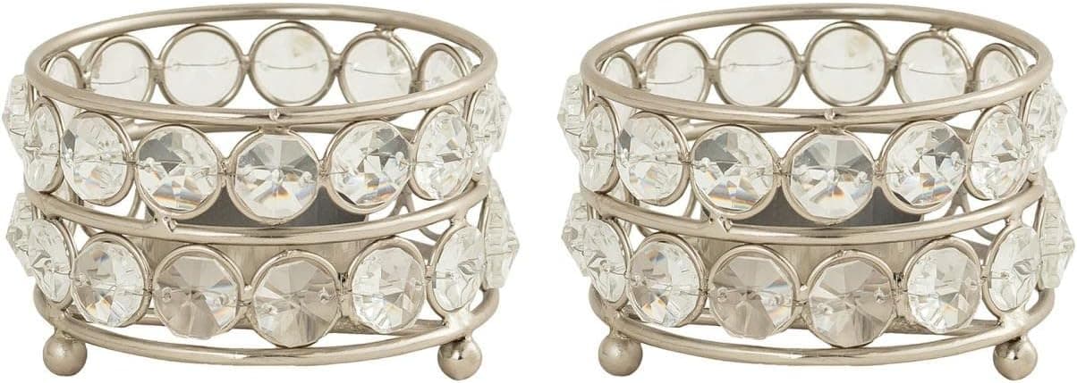 ELK Lighting 410017/S2 Candle Holder, Silver, Clear