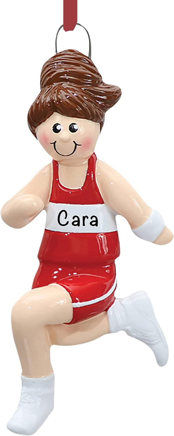 Personalized Running Ornaments for Christmas Tree 2022 – Polyresin Girl Track Runner Ornament – Runner Gifts for Women – Cross Country Ornament – Unique Gifts for Marathon Runners, Triathlon Ornament