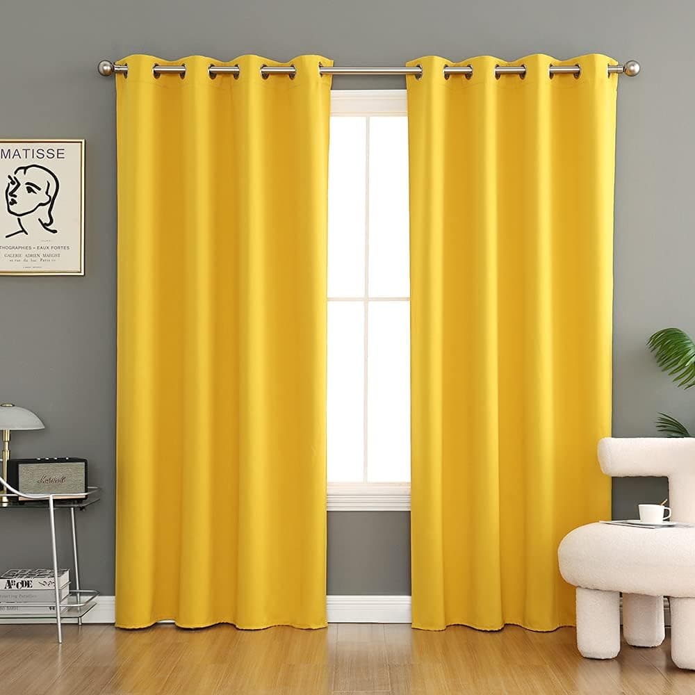 SIMIDEWEN Blackout Curtain Panels,Thermal Insulated Light Blocking Drapes with Grommet for Bedroom Living Room(2 Panels)