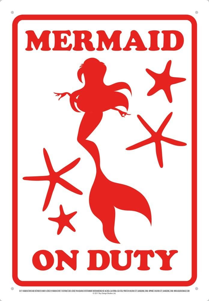 AQUARIUS Mermaid On Duty Tin Sign 8x11.5