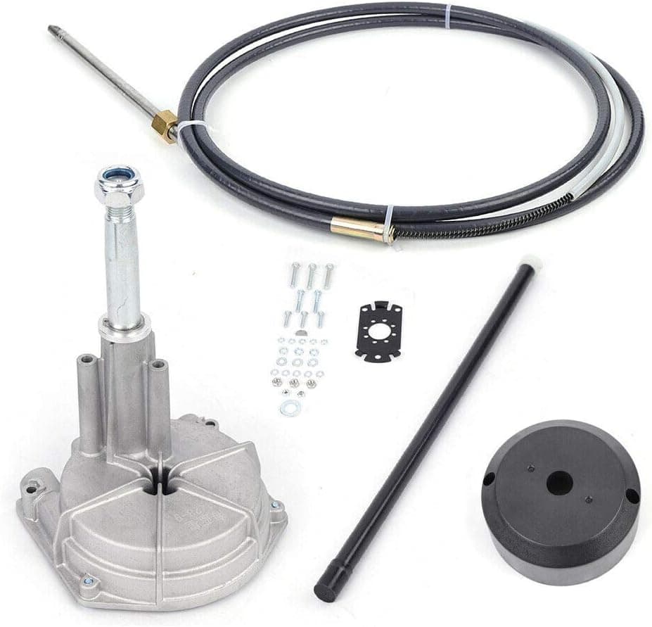 DNYSYSJ Rotary Steering System Outboard Kit 12 Feet Marine with 12" Steering Cable Outboard Steering Kit for Yachts, Fishing Boats