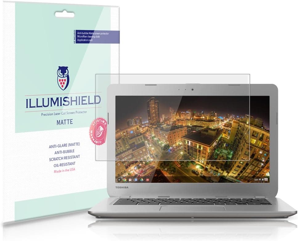 ILLUMISHIELD Matte Screen Protector Compatible with Toshiba Chromebook 13.3 inch (2-Pack) Anti-Glare Shield Anti-Bubble and Anti-Fingerprint PET Film