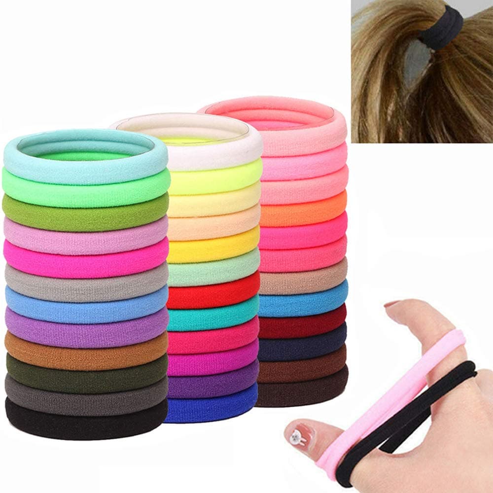 Seamless Hair Ties for Women Thick Elastics Scrunchies (1.6'', Mixed Color)