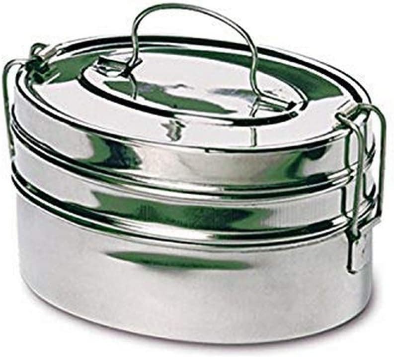 Rome 2-Tier Mini Oval Tiffin-Stainless Steel, One Size, Gray