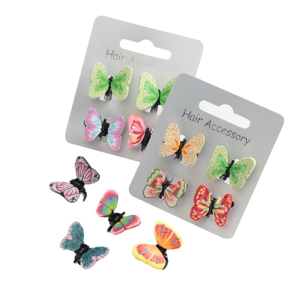 Girls Hair Clips For Dress Up Make Up Costume Birthday - Butterfly Unicorn Floral Kitten - Claw Clips Clamps Accessories For Girls Kids (4 x Butterfly Claw Clips)