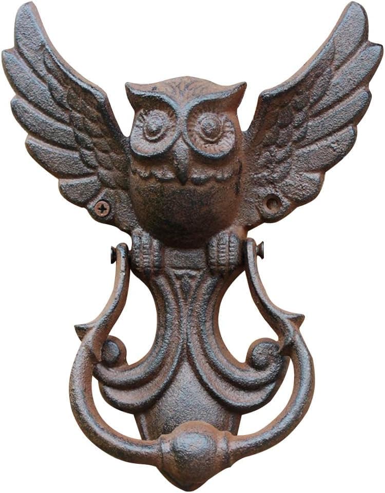 Owl Door Knocker,House Doors Cast Iron Pull Door Handle Vintage Owl Antique Style Decorative Door For Your Garden/Wooden House/Farmhouse