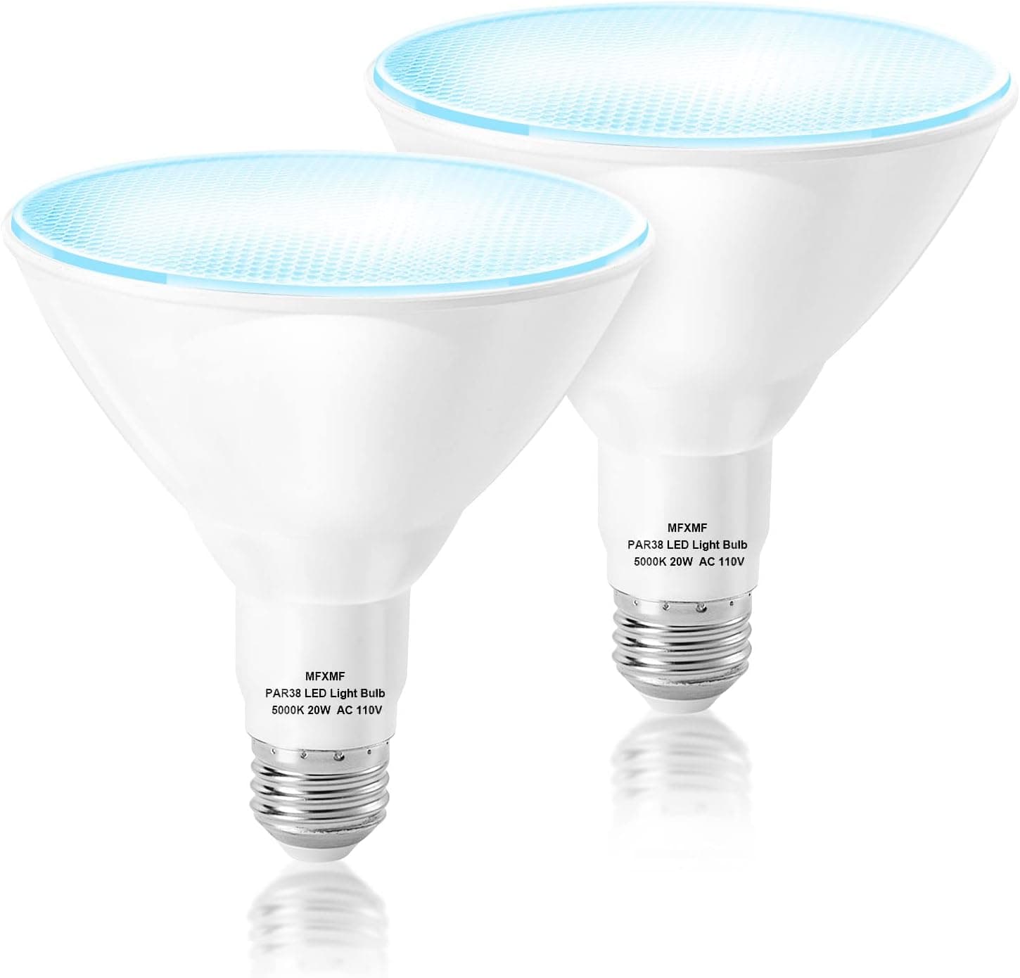 mfxmf LED Flood Outdoor Light Bulb 5000K Daylight,110V E26 Base 20W PAR38 Flood Light Bulbs Replace Up to 200W, Non-Dimmable,1800 Lumens LED Flood Light for Outdoor Hallway Garden(2 Pack)