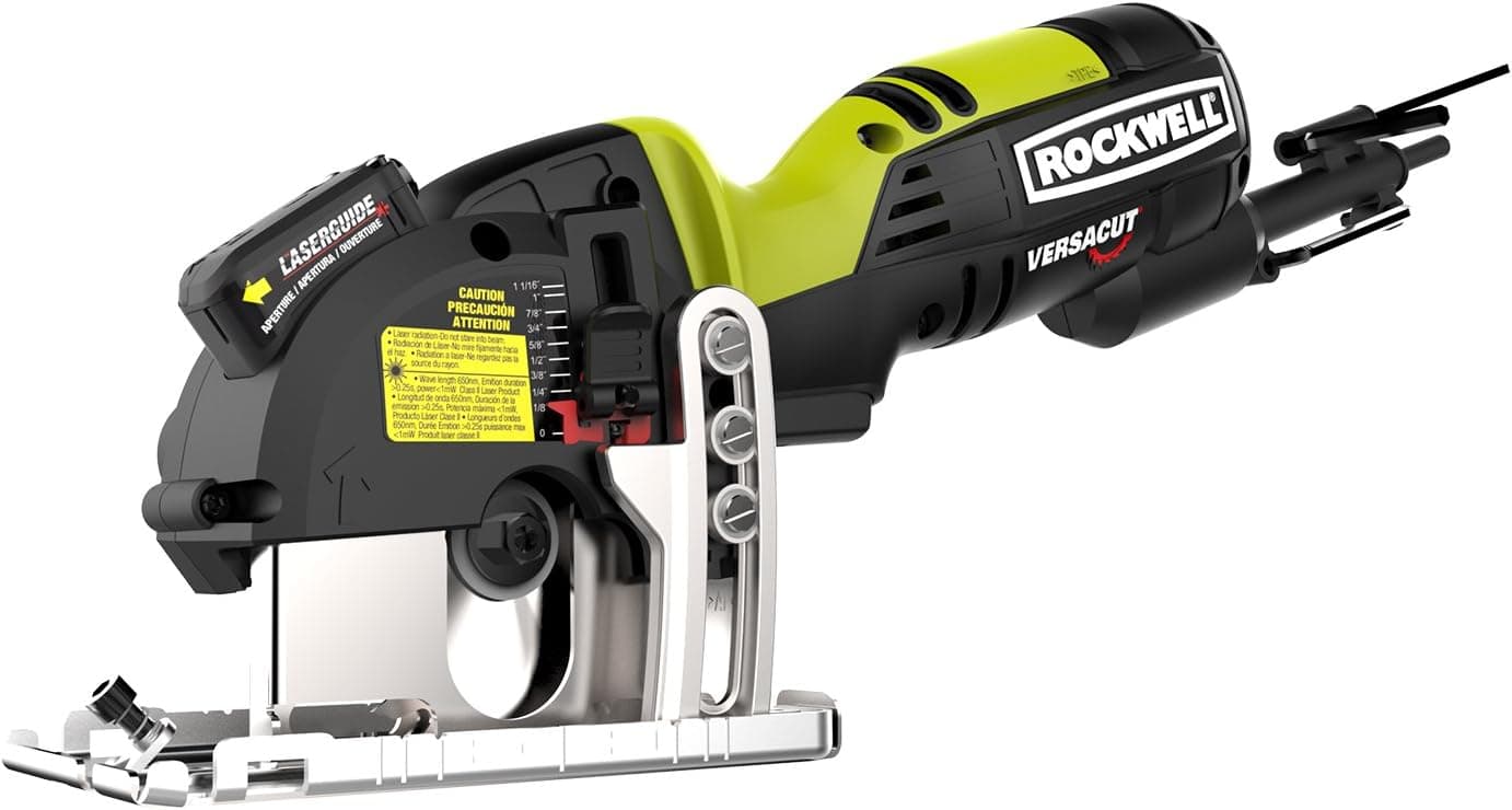 Rockwell Versacut 4.0 Amp Ultra-Compact Circular Saw with Laser Indicator and 3-Blade Kit with Carry Case – RK3440K