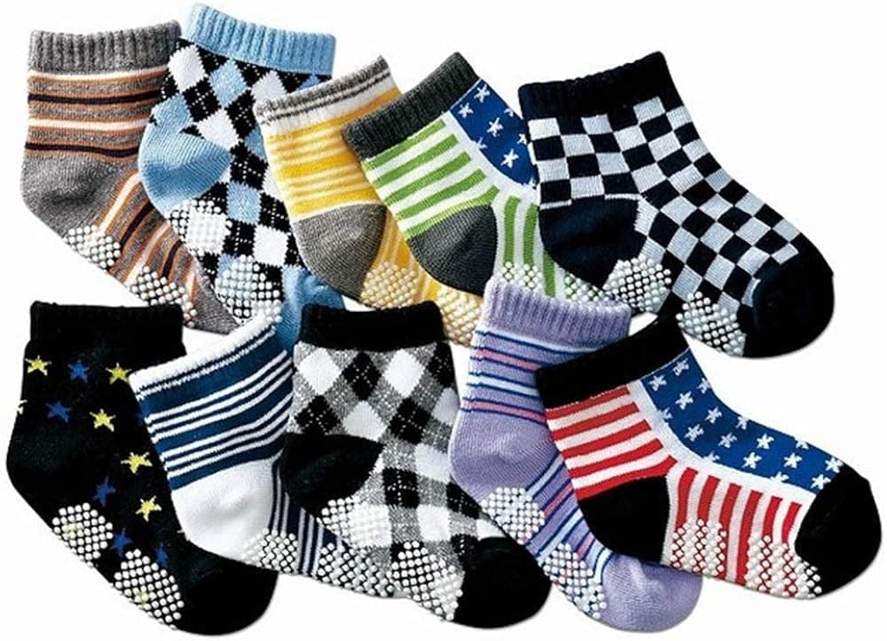 B&S FEEL Baby Boys Non-skid Cotton Socks for 12-24 Months Baby