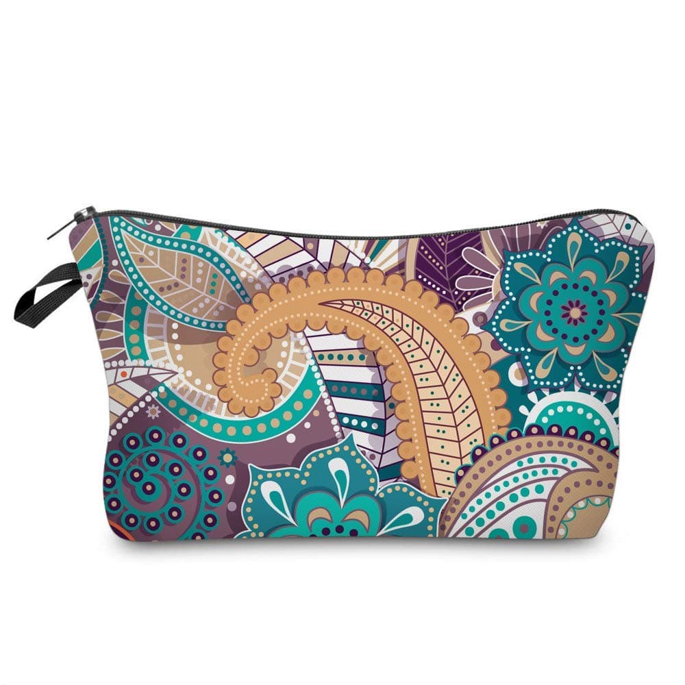 FITINI Makeup Bag Funny Travel Small Cosmetic Bags Organizer for Women Multi-function Handbag Toiletry Storage Pouch Waterproof Purse (Mandala01)