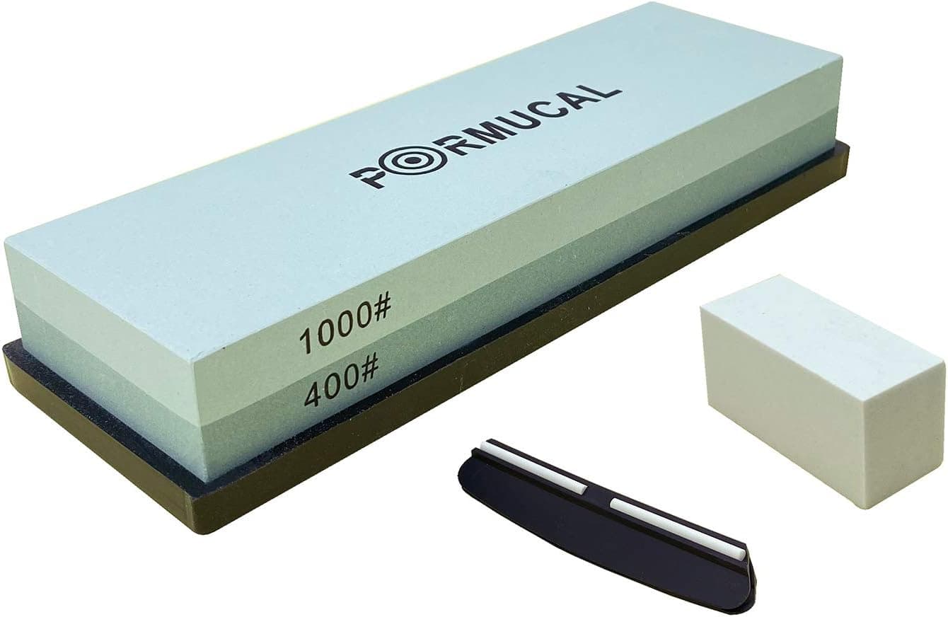 Knife Sharpening Stone Kit, Finew Professional Whetstone Sharpener Stone Two Side Grit 400/1000 With Non-slip Silicon Base, Flatting Stone, Angle Guide