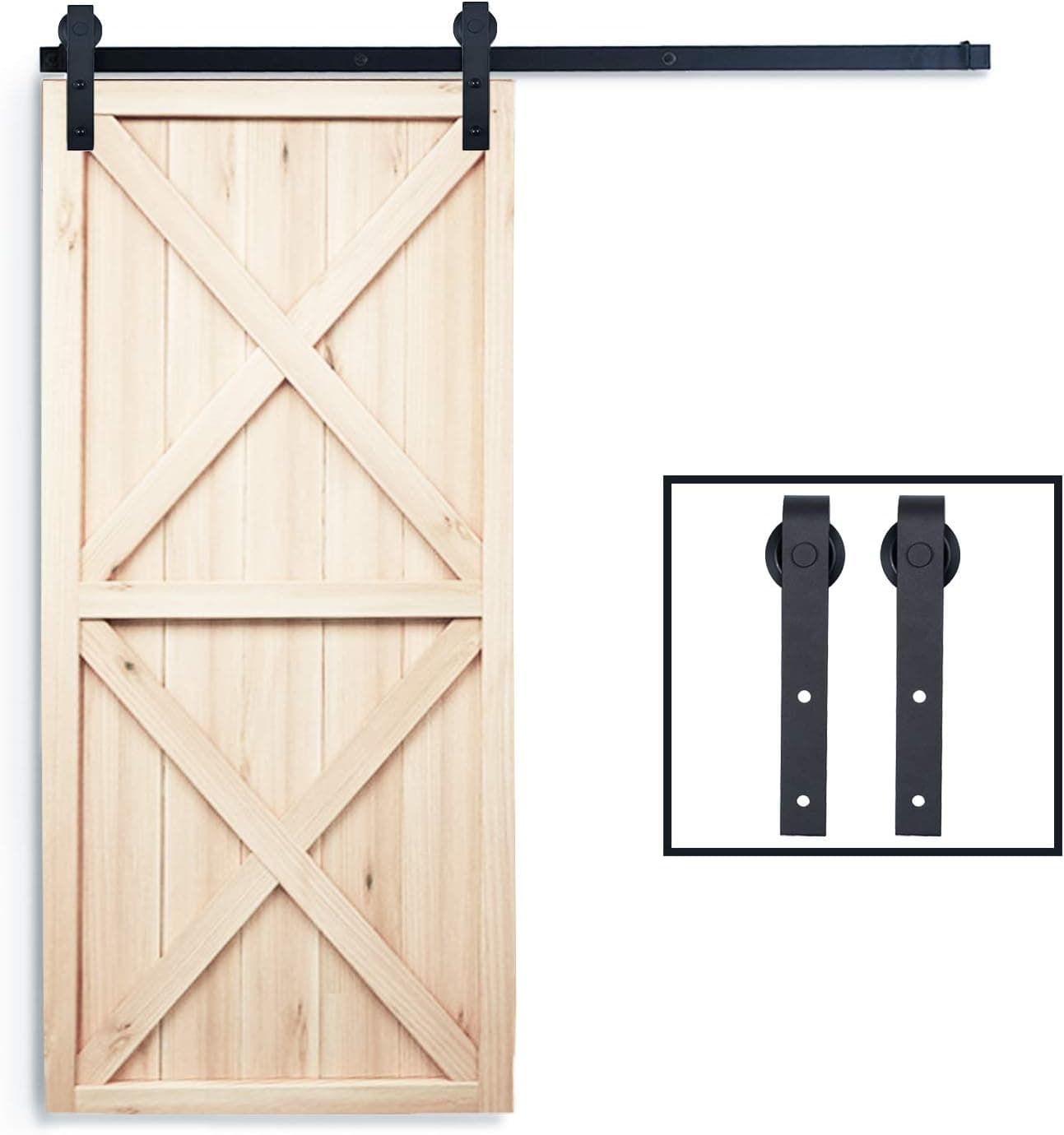TCBunny 6.6 Feet Sliding Barn Door Hardware Kit Superior Quality Track Kit Antique Style (Black)