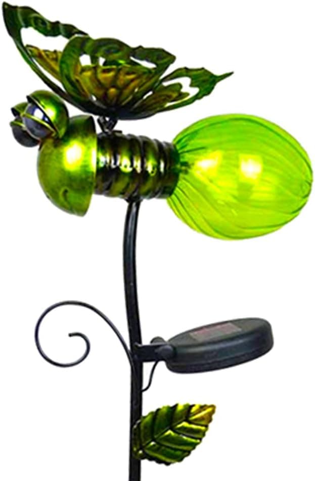 ReLIVE 37 Inch Metal Solar Powered LED Lightning Bug Garden Yard Stake Light (Green)