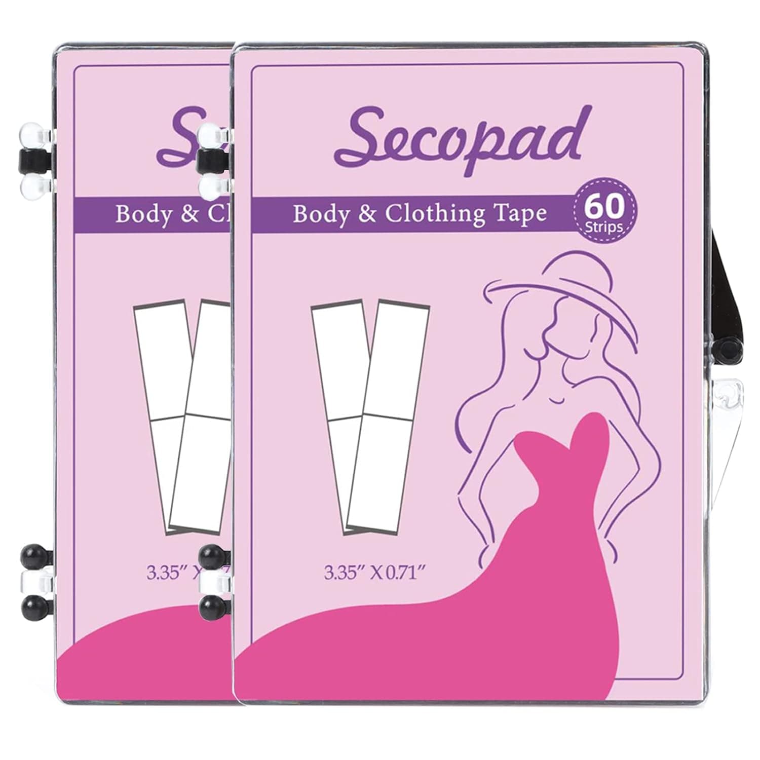 Secopad Double Sided Tape for Fashion, 120 Pack Gentle Body Tape for Clothes, Strong Adhesive Fabric Tape for Women Clothing and Body, Transparent Clear Tape for All Skin Shades