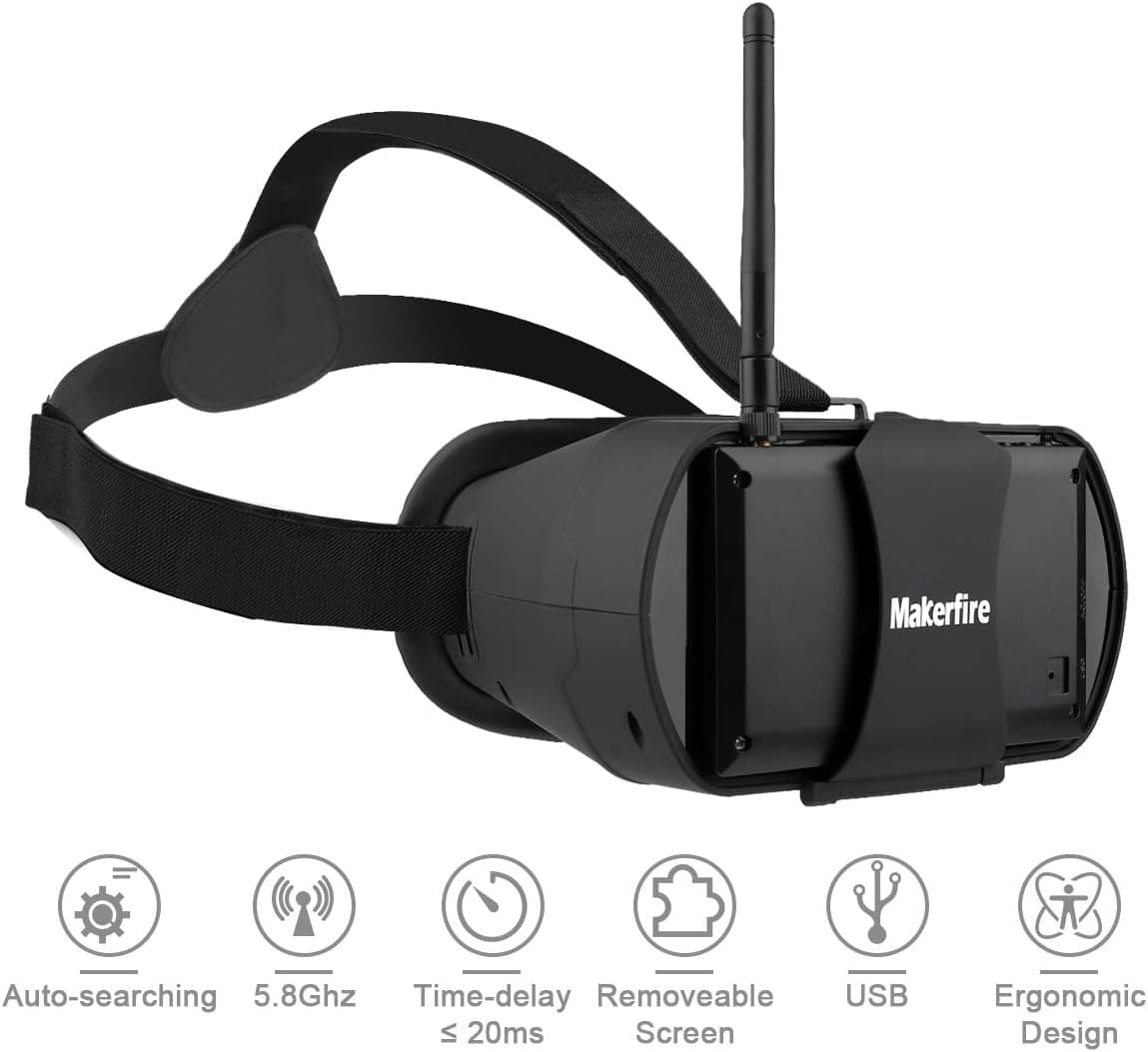 FPV Goggles 5.8Ghz Mini HD FPV Drone Goggles Video Headset Glasses 40CH 4.3 inch HD LCD Screen with RP-SMA Antenna Built-in Battery for FPV Racing Drone Quadcopters