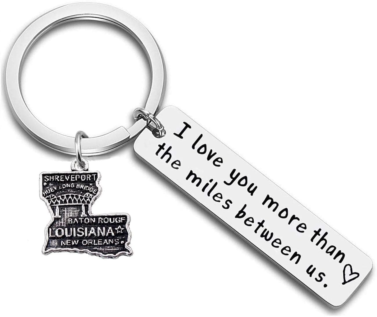 JJTZX I Love You More Than The Miles Between Us Long Distance Relationship State Map Keychain Going Away Gift Travel Gift