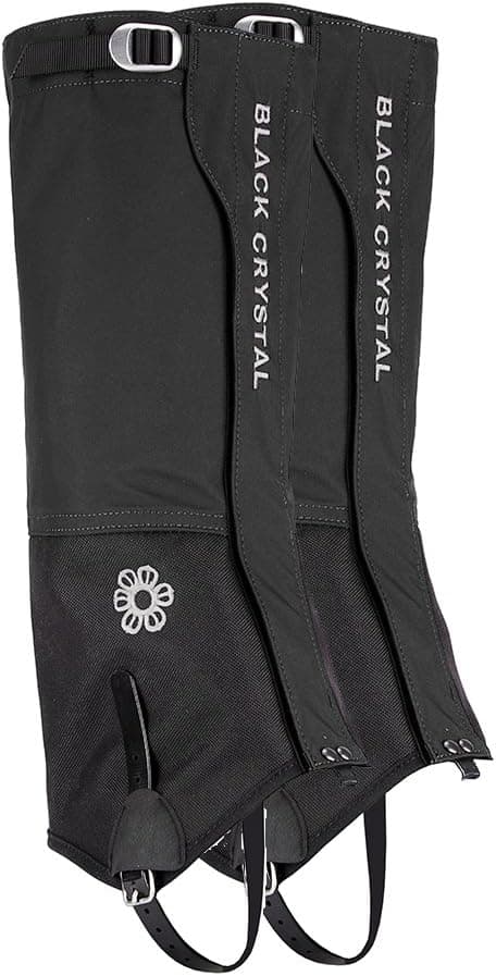 Black Crystal Hiking Ski Snow Gaiters Waterproof Breathable Nylon Women's Black Size Medium