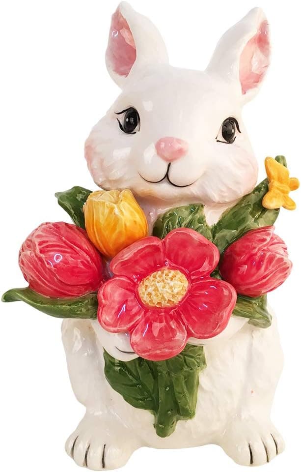 Blue Sky Ceramics Blossom Valley Floral Bunny Figurine, Multi