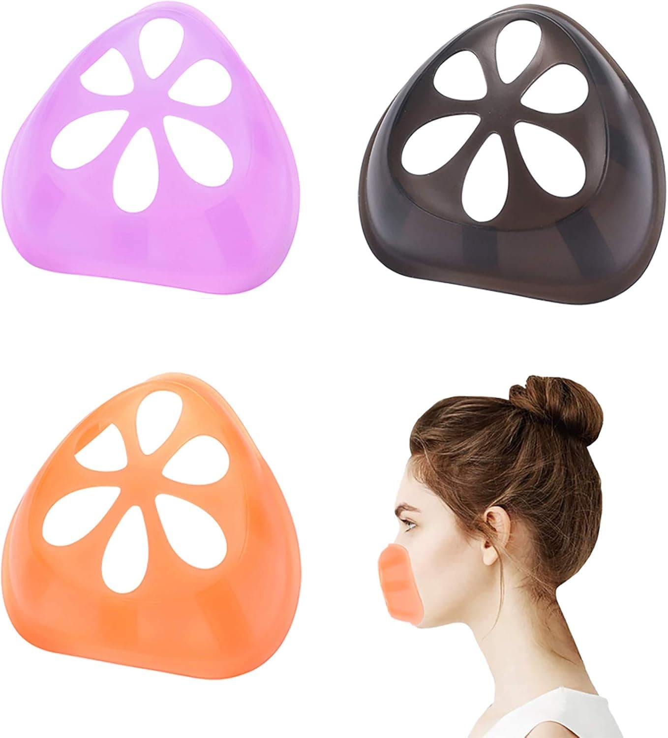 Silicone Mask Bracket 3D Bracket for Face Mask Inner Support Frame Silicone Bracket for Comfortable Mask Wearing, 3 Pack