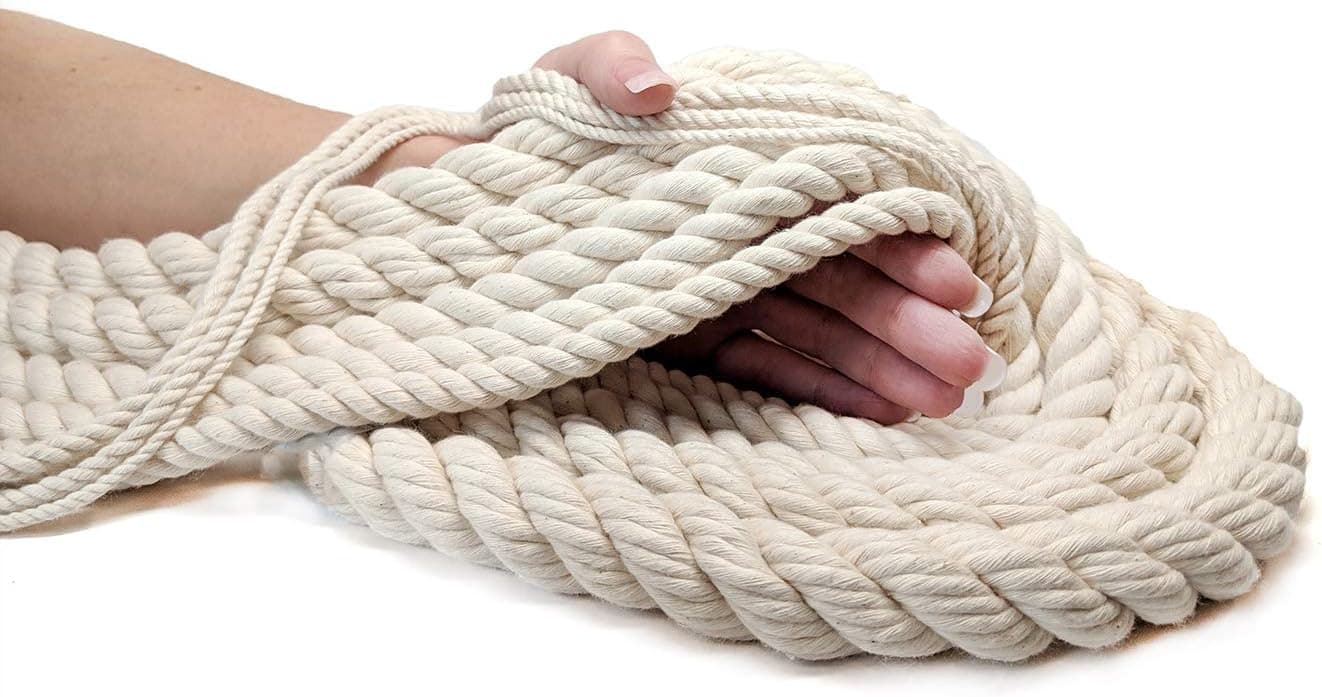 Ravenox 100% Cotton Twisted Rope | (White)(1 in x 10 ft) |USA Made Natural Cord | Baker & Butchers Twine, Macramé, Knotting, Crafts, Pet Toys