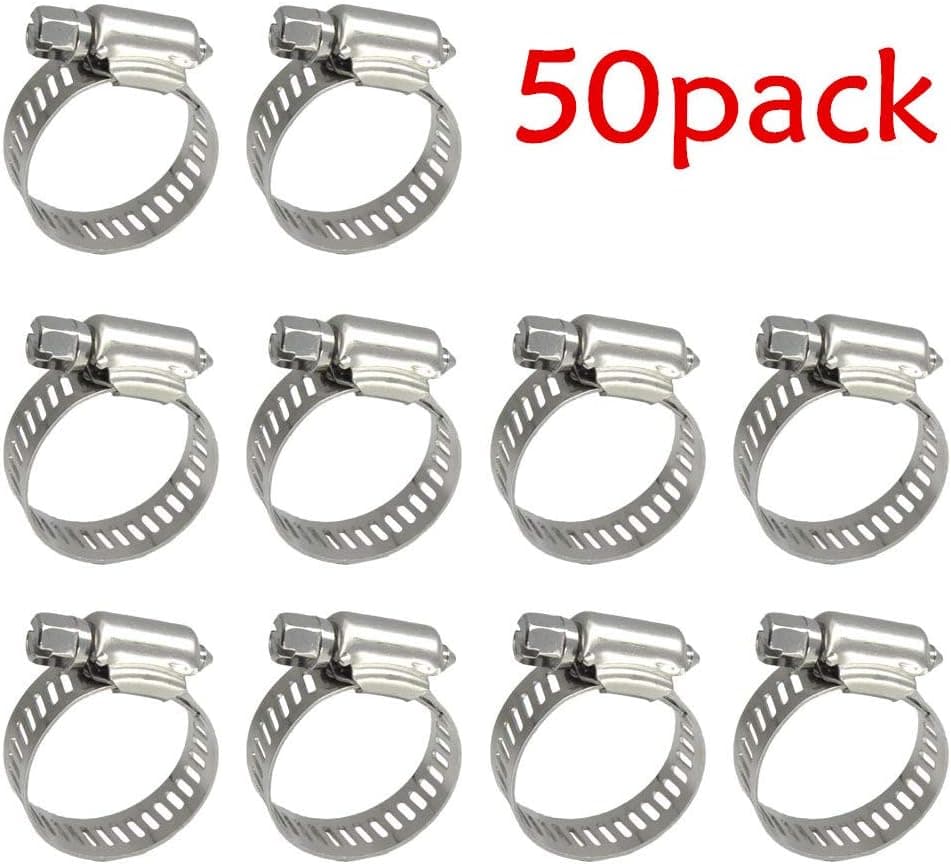 LONG TAO 9mm-13mm Stainless Steel Pipe Hose Clamp Line Pipe Clips Zinc Plated Screw Pack of 50pcs