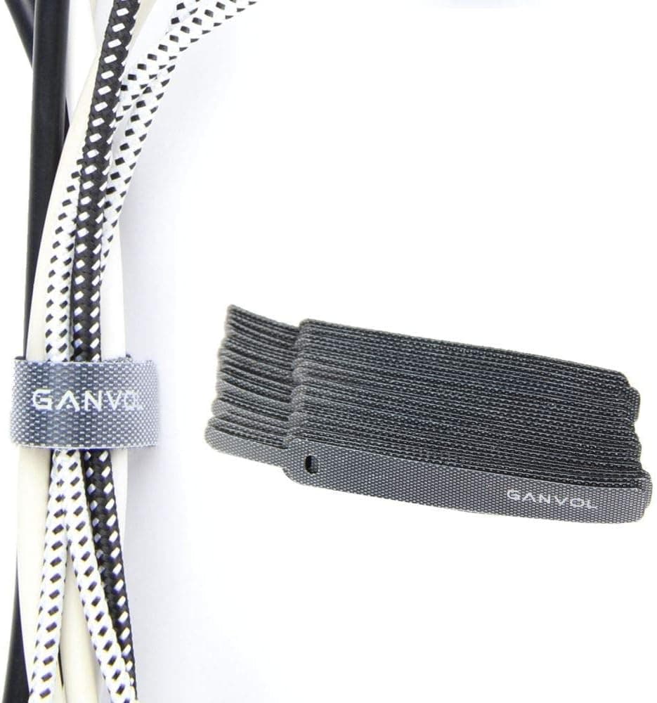 Ganvol (30 Pack) 4.5 Inch Short Small Self Gripping Hook & Loop Cable Ties for Bundling Thin Cords, High quality Self Adhesive Strips, Remove Refit Quickly, Micro USB/Earphone Lead Tie Strap