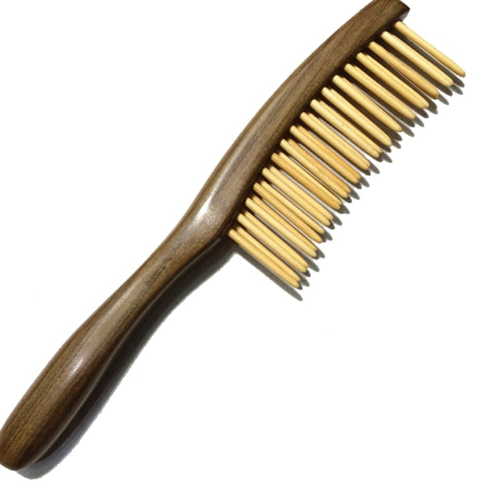 Fitlyiee Double Rows Teeth Sandalwood Hair Comb Anti-Static Handmade Wide Tooth Wooden Comb